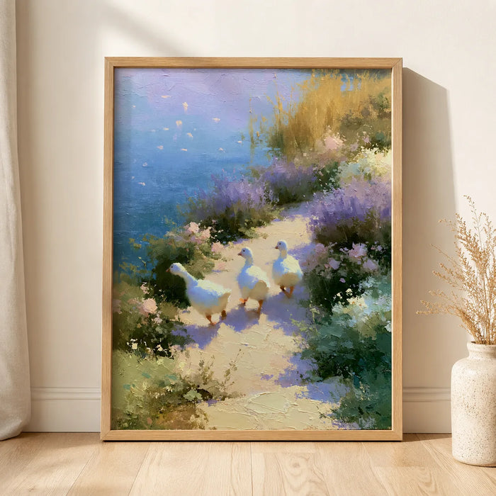 Geese on Garden Path Wall Art Decor