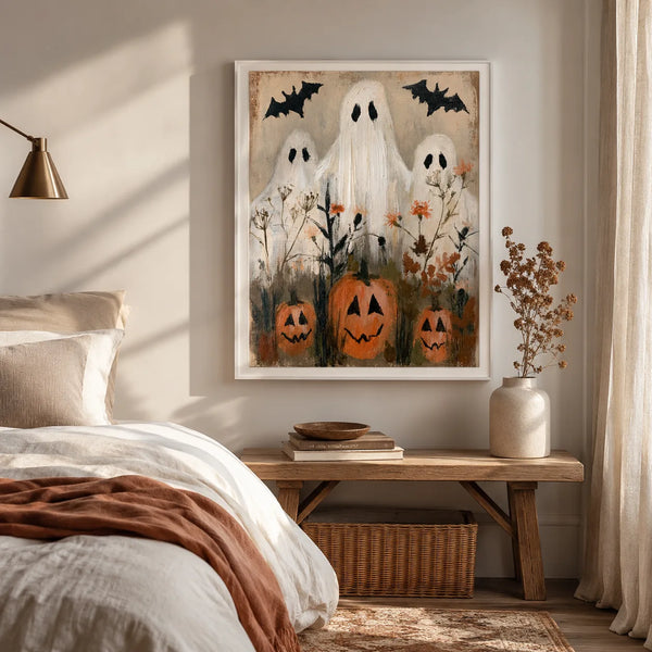 Ghosts and Pumpkins Halloween Wall Art Decor