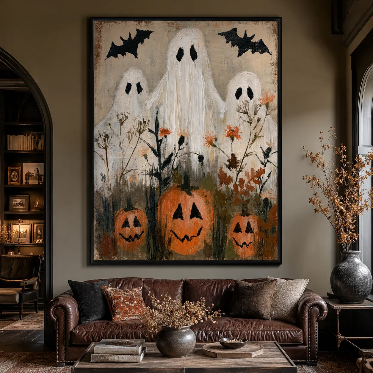 Ghosts and Pumpkins Halloween Wall Art Decor - Wall Art Decor - close up