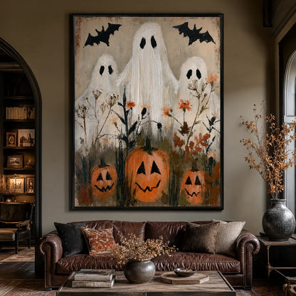 Ghosts and Pumpkins Halloween Wall Art Decor - Wall Art Decor - close up