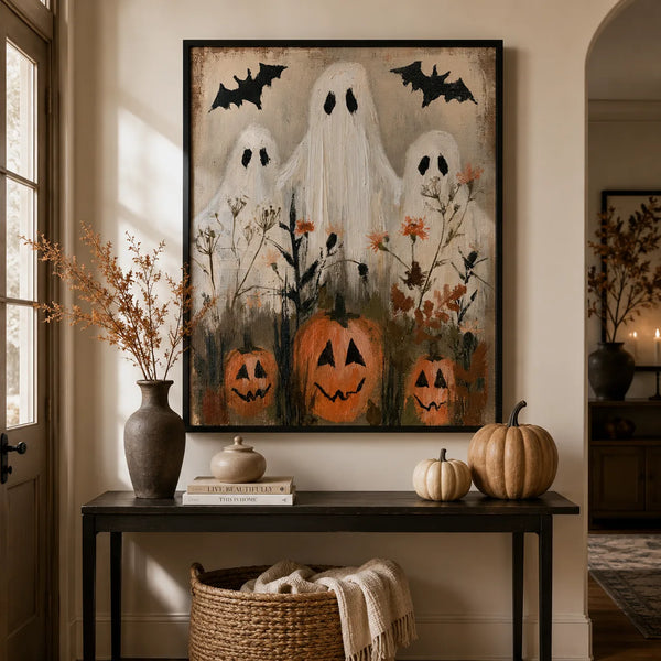 Ghosts and Pumpkins Halloween Wall Art Decor