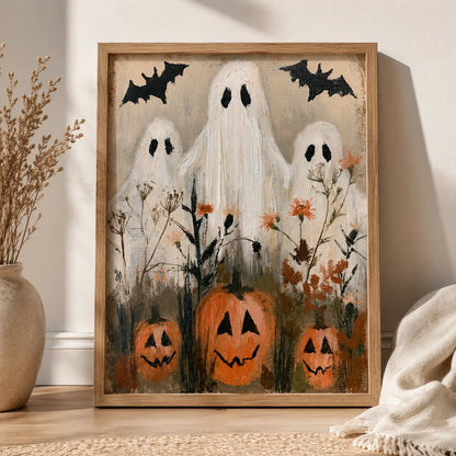 Ghosts and Pumpkins Halloween Wall Art Decor - Wall Art Decor - side view