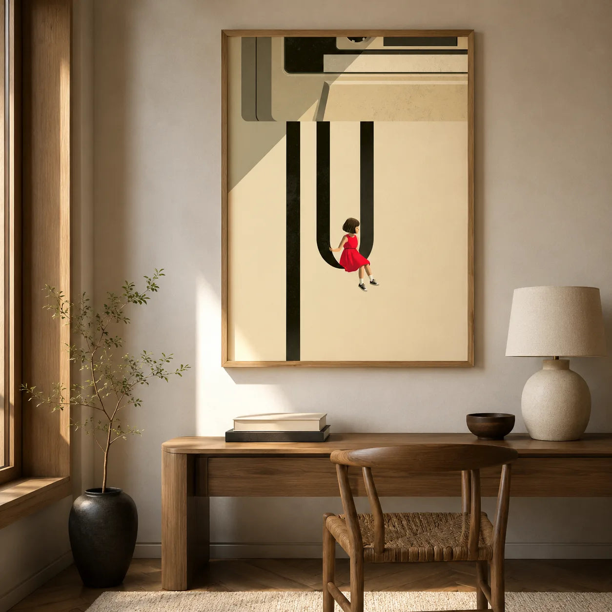 Girl on Giant Letter U Wall Art Decor - Wall Art Decor - detail
