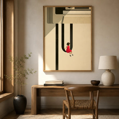 Girl on Giant Letter U Wall Art Decor - Wall Art Decor - detail