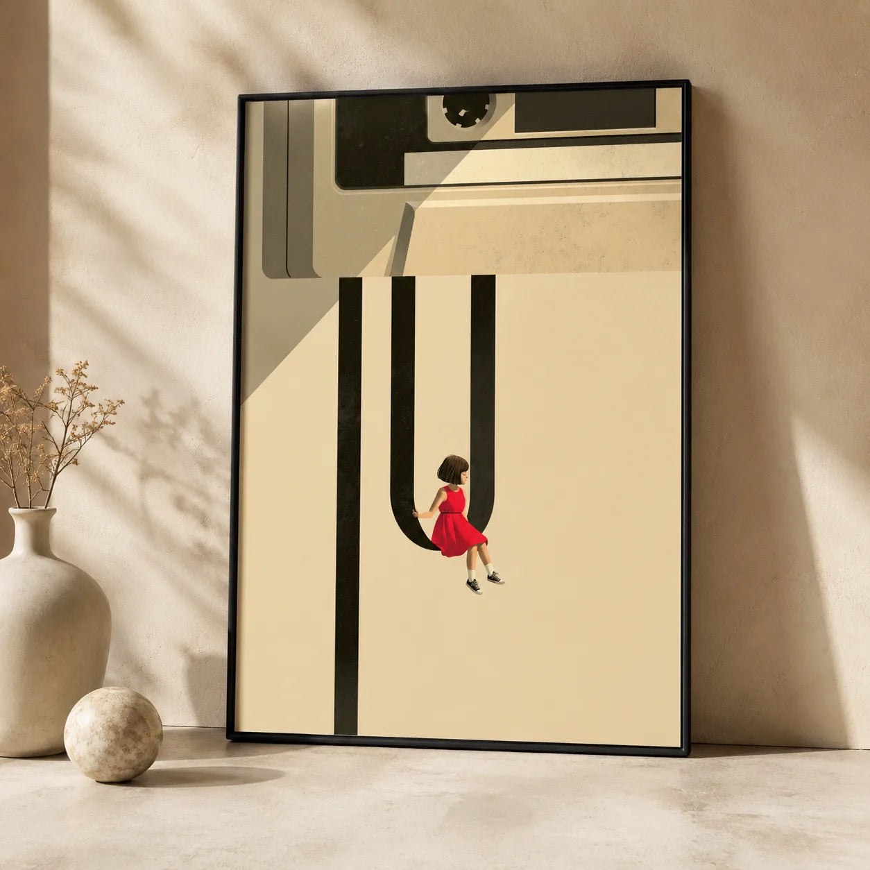 Girl on Giant Letter U Wall Art Decor - Wall Art Decor - side view