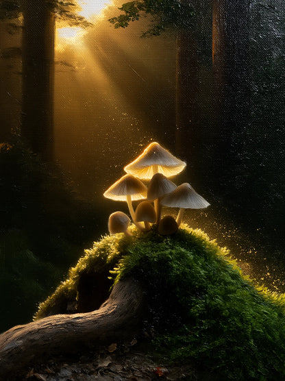 Glowing Forest Mushrooms Wall Art Decor - Wall Art Decor - front view