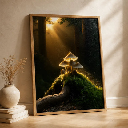 Glowing Forest Mushrooms Wall Art Decor - Wall Art Decor - side view