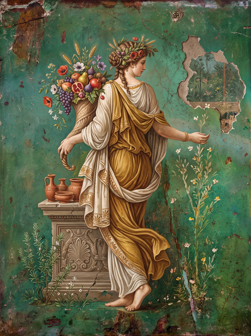Goddess of Abundance Classical Fresco Wall Art Decor