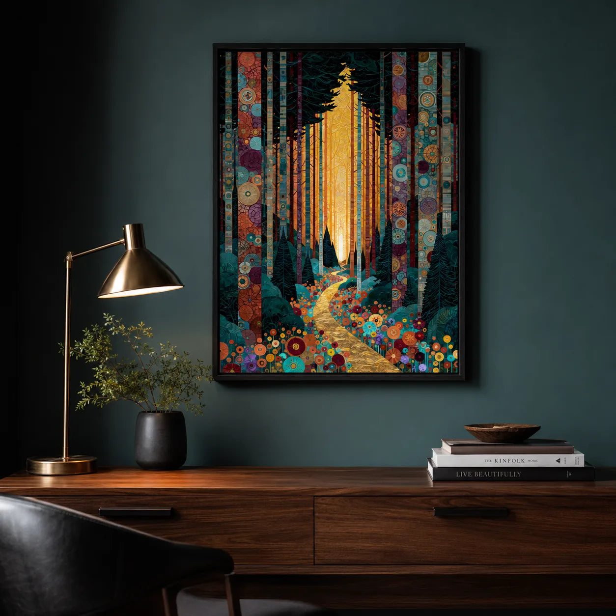 Golden Forest Path Wall Art Decor - Wall Art Decor - alternate angle