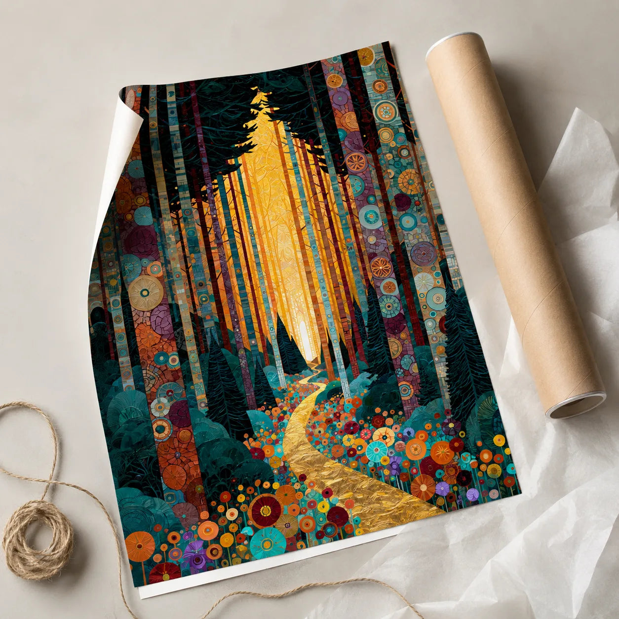 Golden Forest Path Wall Art Decor - Wall Art Decor - back view