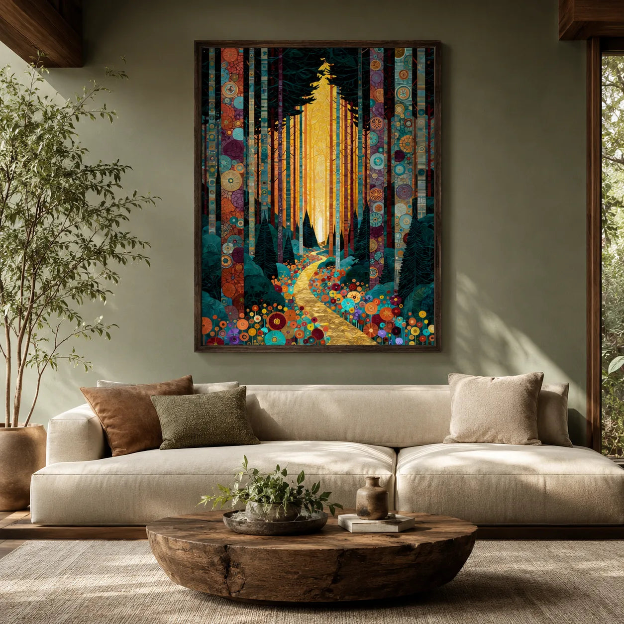 Golden Forest Path Wall Art Decor - Wall Art Decor - detail