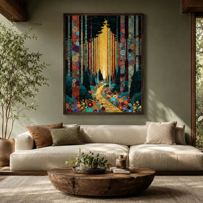Golden Forest Path Wall Art Decor - Wall Art Decor - detail