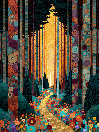 Golden Forest Path Wall Art Decor