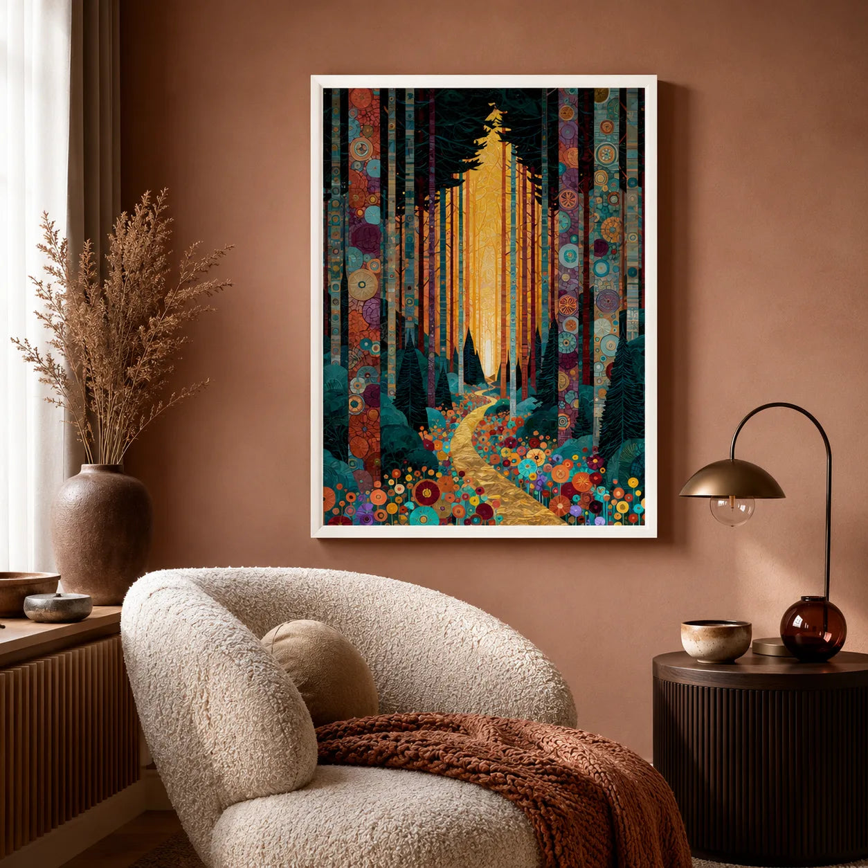 Golden Forest Path Wall Art Decor - Wall Art Decor - in use