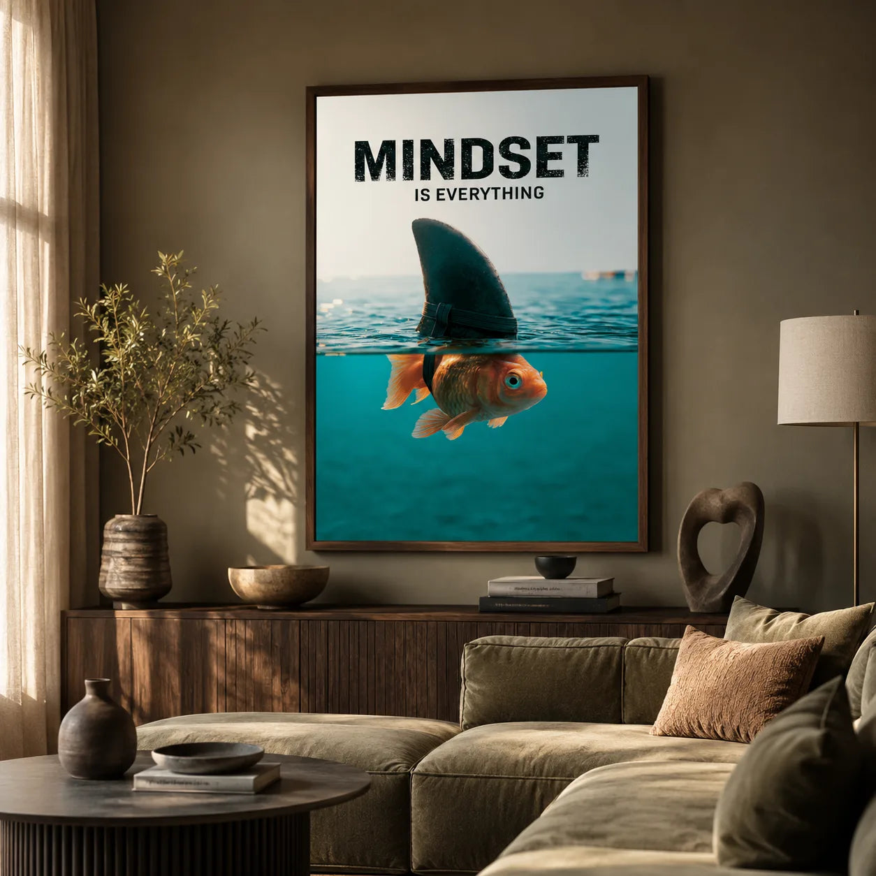 Goldfish Shark Mindset Wall Art Decor - Wall Art Decor - alternate angle