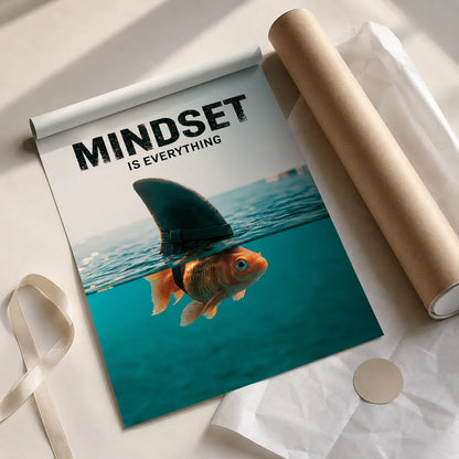 Goldfish Shark Mindset Wall Art Decor - Wall Art Decor - back view