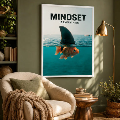 Goldfish Shark Mindset Wall Art Decor - Wall Art Decor - in use