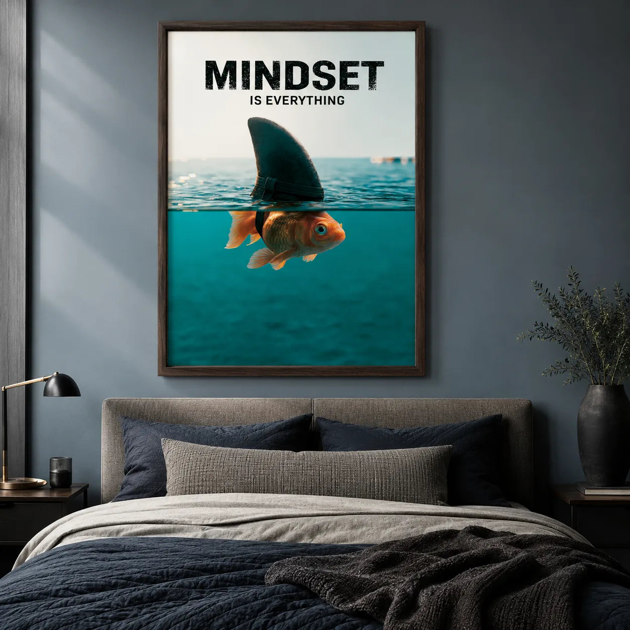 Goldfish Shark Mindset Wall Art Decor - Wall Art Decor - styled