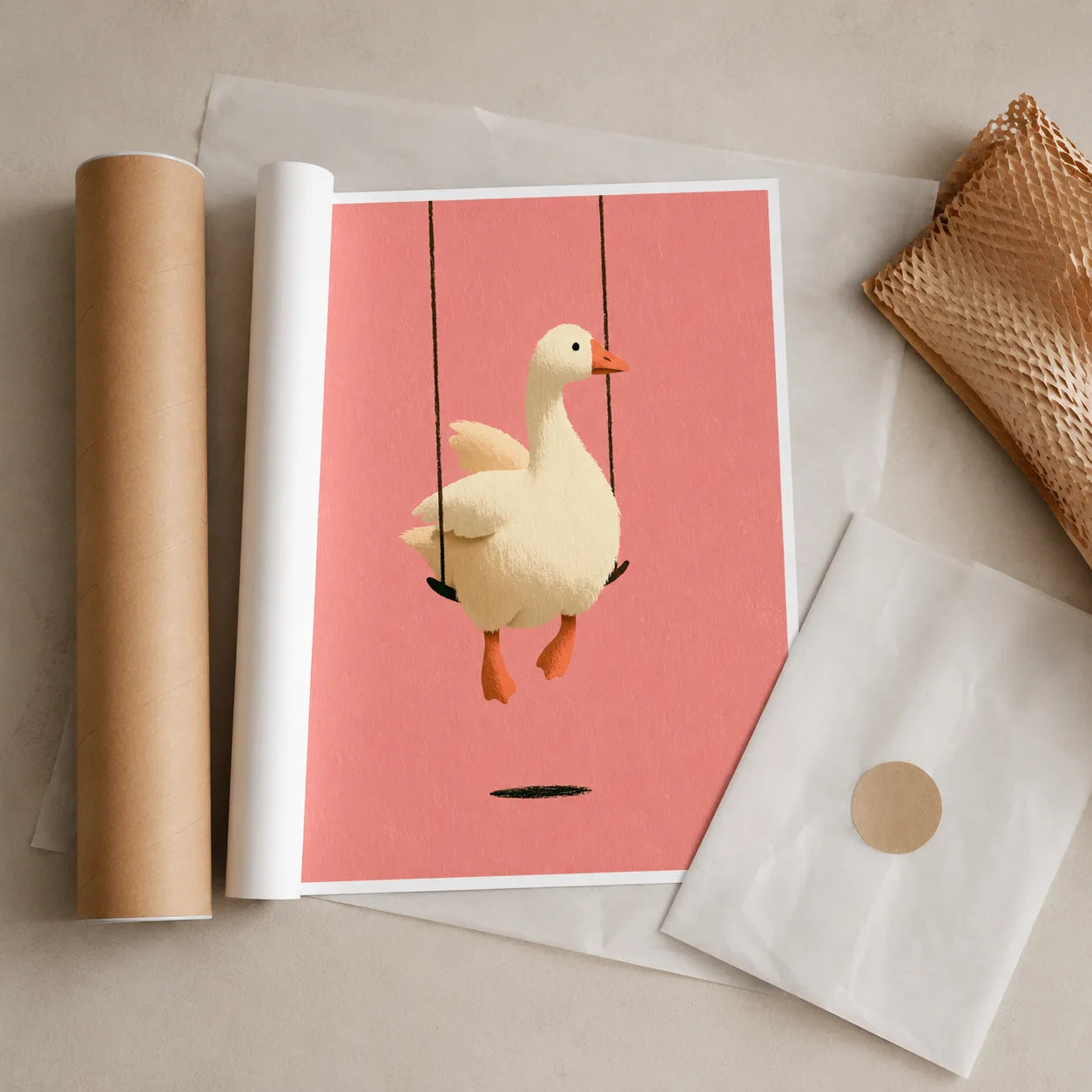 Goose on a Swing Wall Art Decor - Wall Art Decor - back view