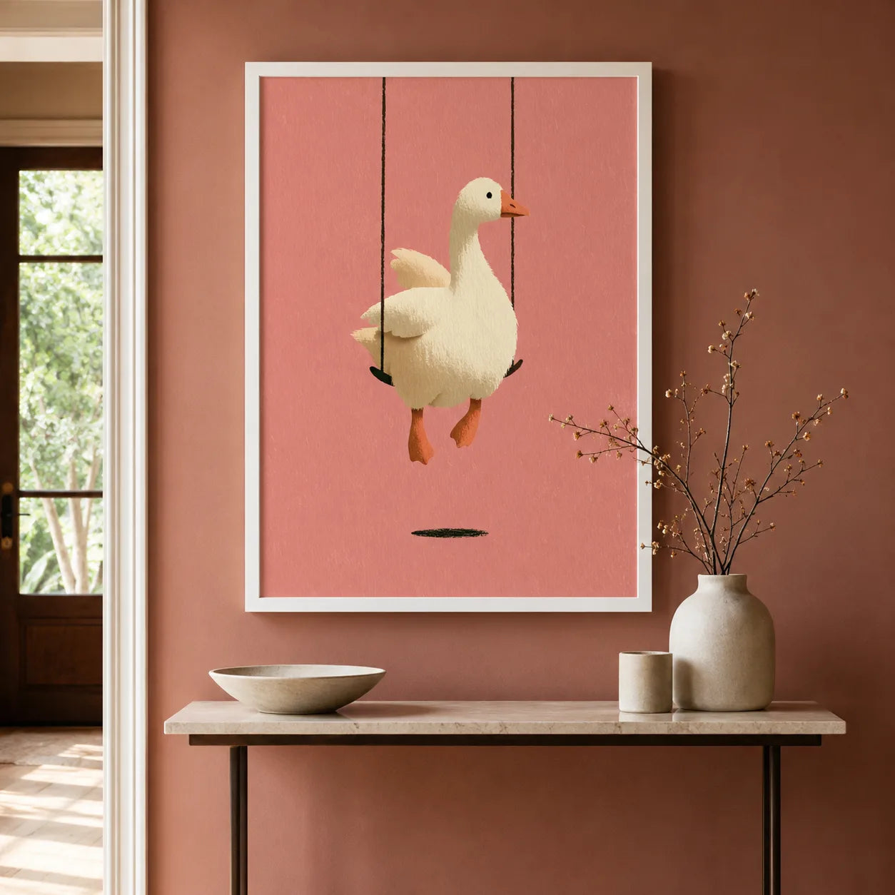 Goose on a Swing Wall Art Decor - Wall Art Decor - styled