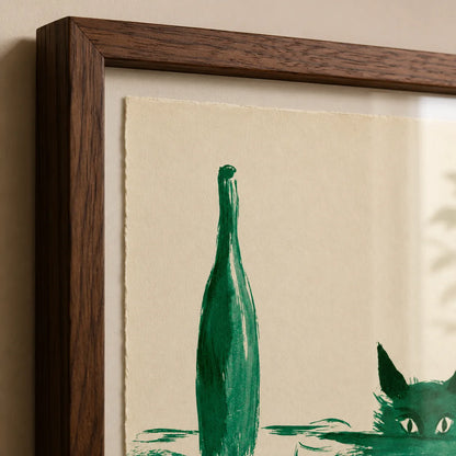 Green Cat Wine Still Life Wall Art Decor - Wall Art Decor - packaging