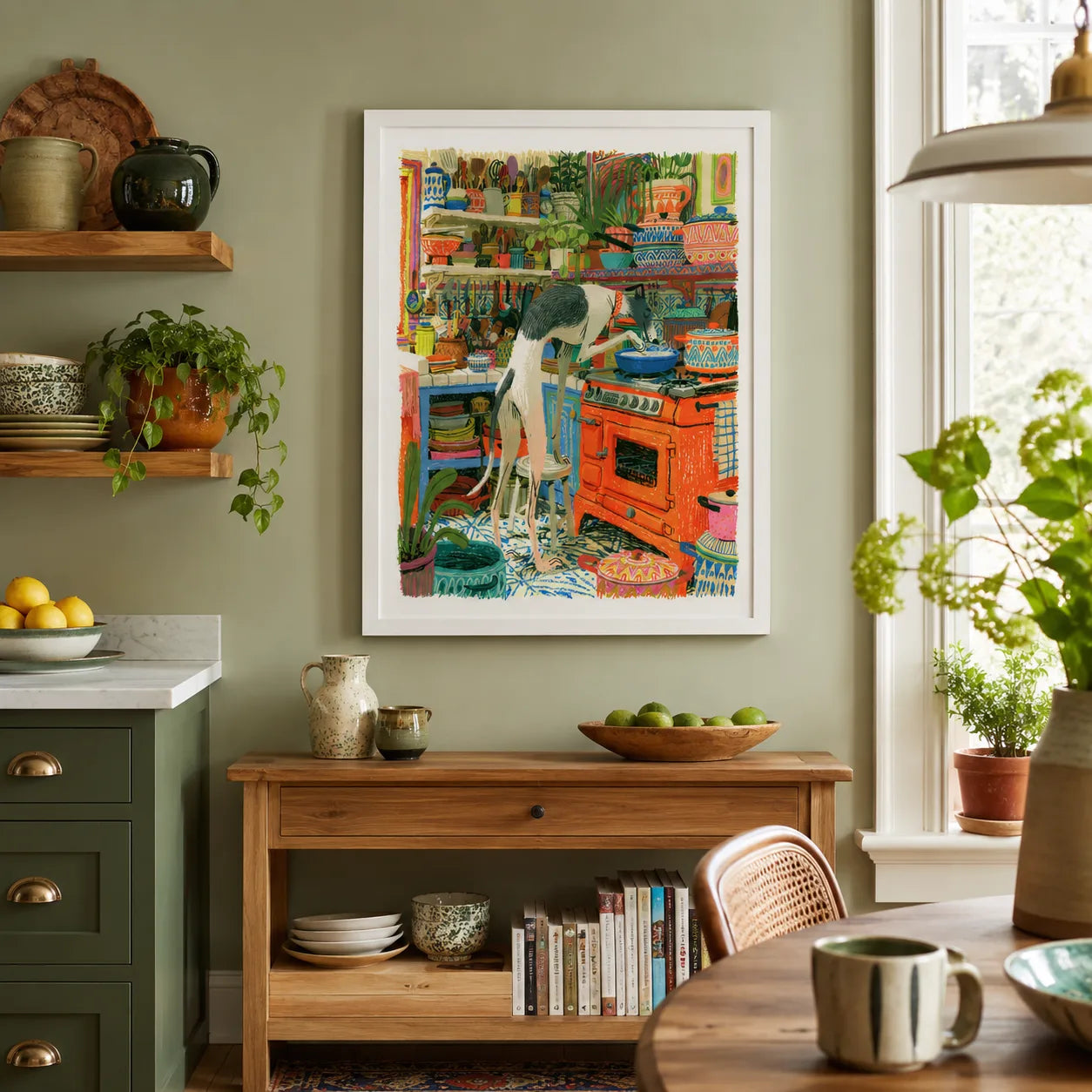 Greyhound Cooking in Kitchen Wall Art Decor - Wall Art Decor - detail
