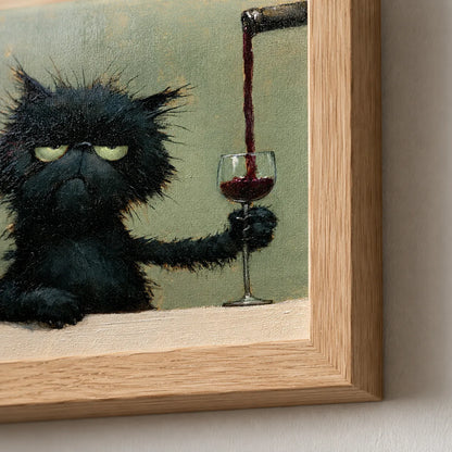 Grumpy Black Cat Wine Wall Art Decor - Wall Art Decor - packaging