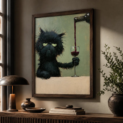 Grumpy Black Cat Wine Wall Art Decor - Wall Art Decor - view 11