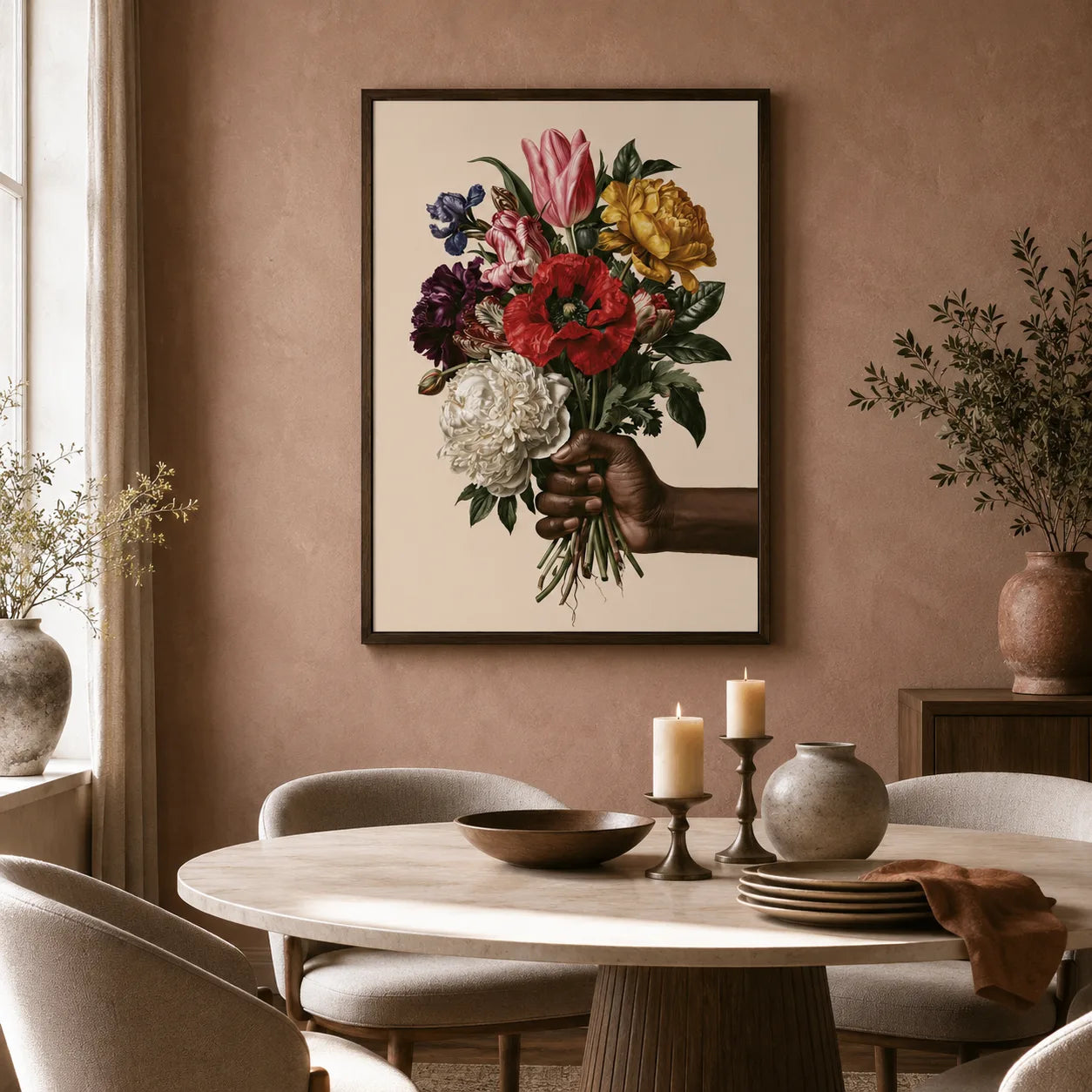 Hand Holding Wildflower Bouquet Wall Art Decor - Wall Art Decor - detail
