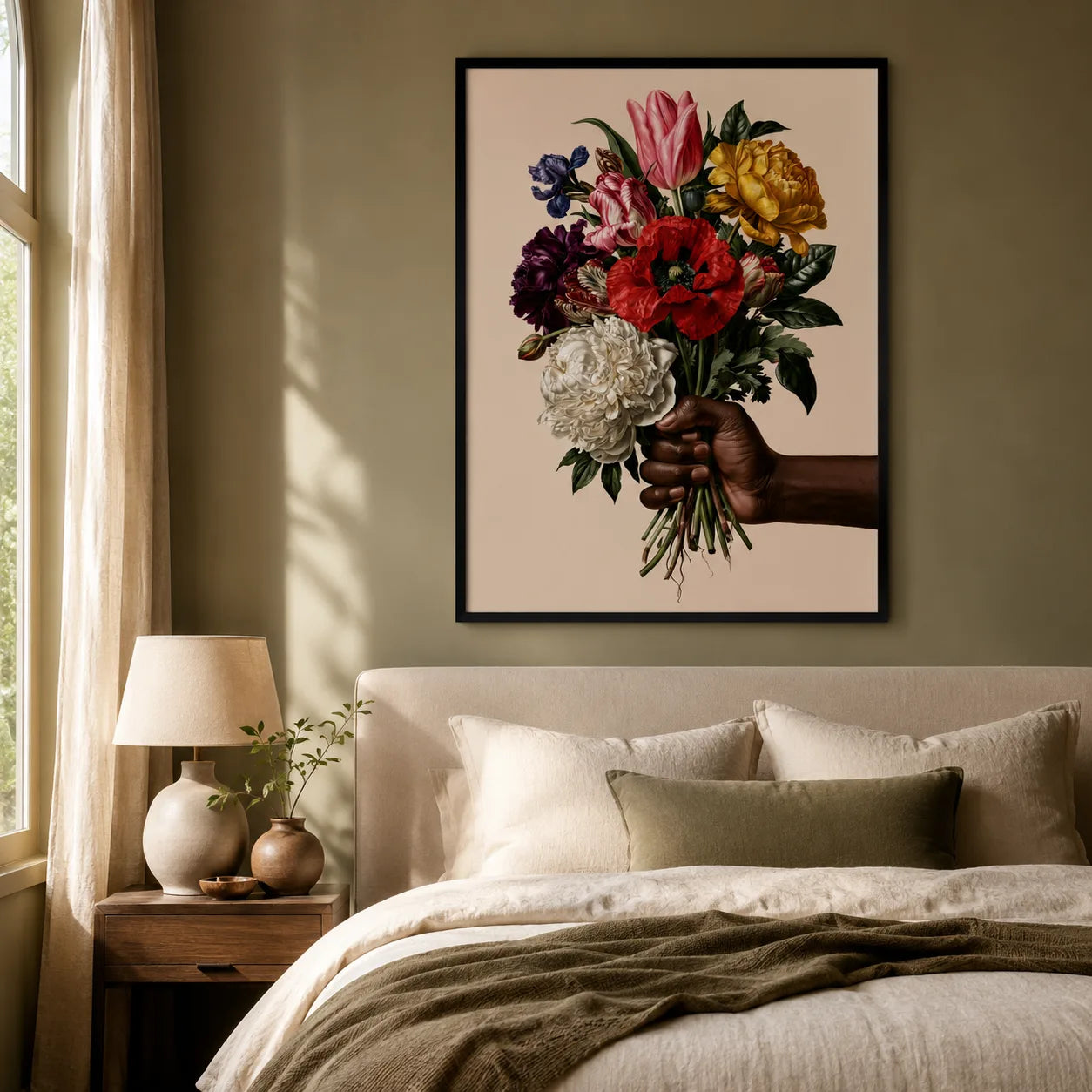 Hand Holding Wildflower Bouquet Wall Art Decor - Wall Art Decor - lifestyle