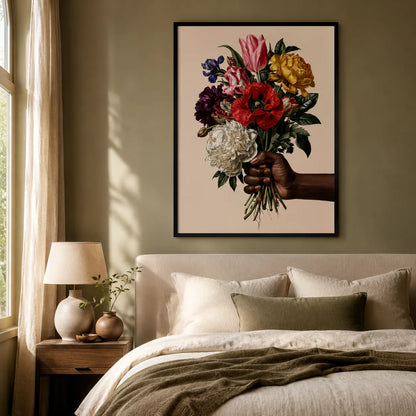 Hand Holding Wildflower Bouquet Wall Art Decor - Wall Art Decor - lifestyle