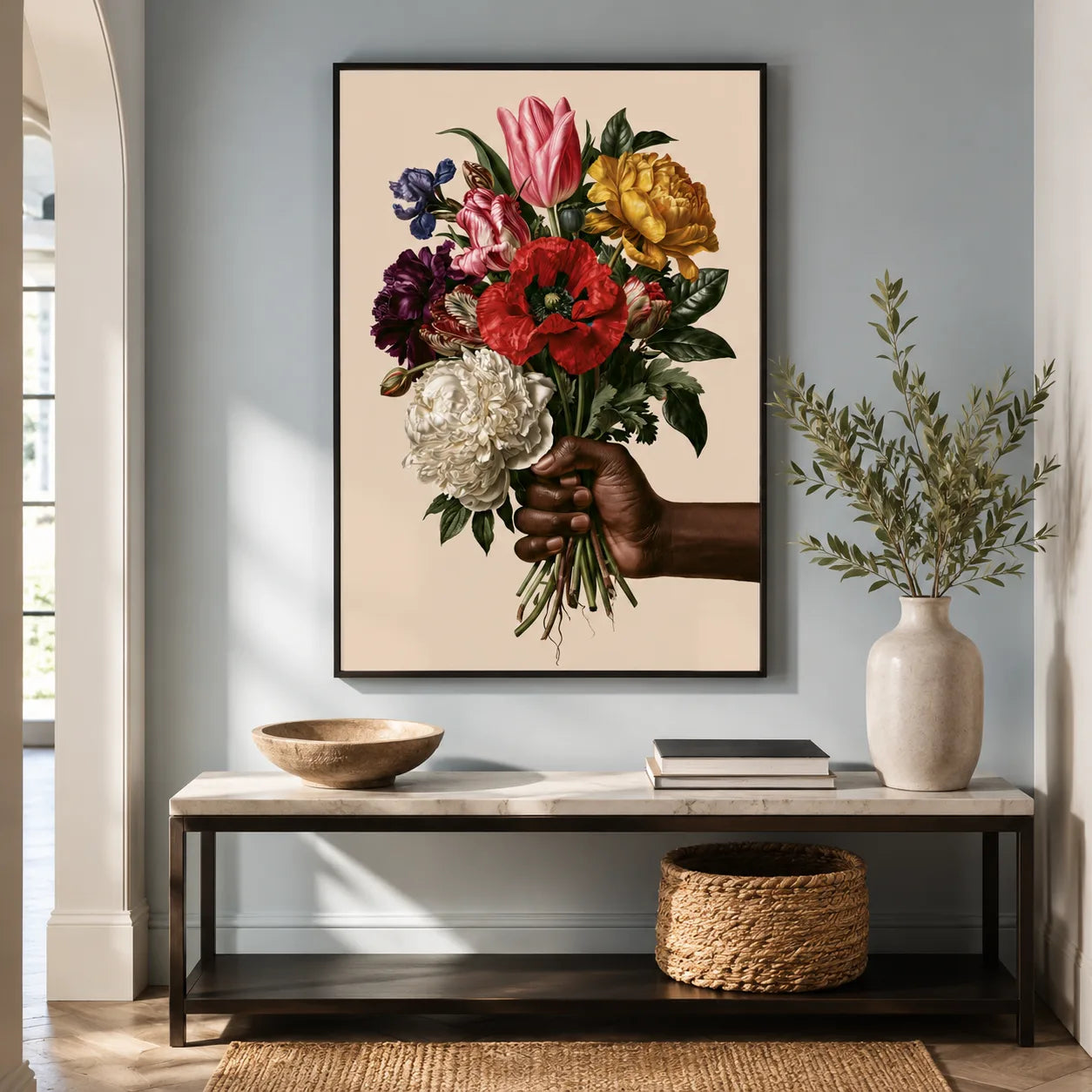 Hand Holding Wildflower Bouquet Wall Art Decor - Wall Art Decor - packaging