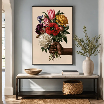 Hand Holding Wildflower Bouquet Wall Art Decor - Wall Art Decor - packaging
