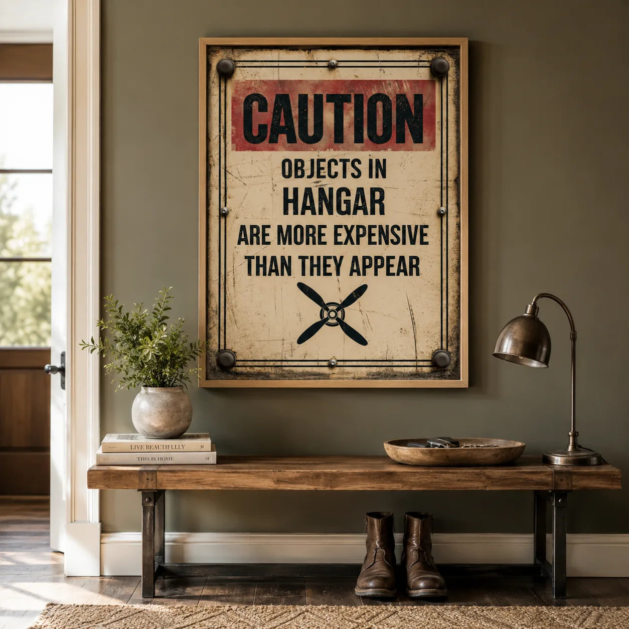Hangar Caution Sign Wall Art Decor - Wall Art Decor - alternate angle