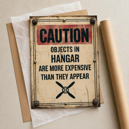 Hangar Caution Sign Wall Art Decor - Wall Art Decor - back view