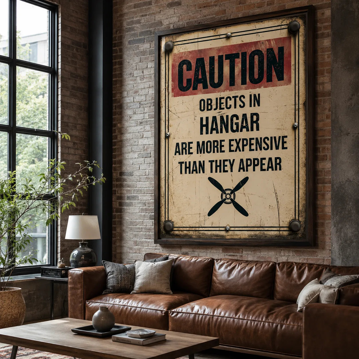 Hangar Caution Sign Wall Art Decor - Wall Art Decor - close up