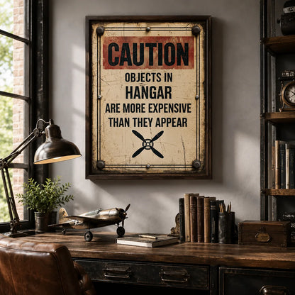 Hangar Caution Sign Wall Art Decor - Wall Art Decor - detail