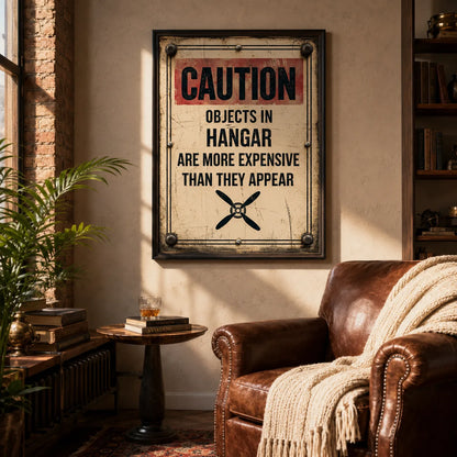 Hangar Caution Sign Wall Art Decor - Wall Art Decor - in use