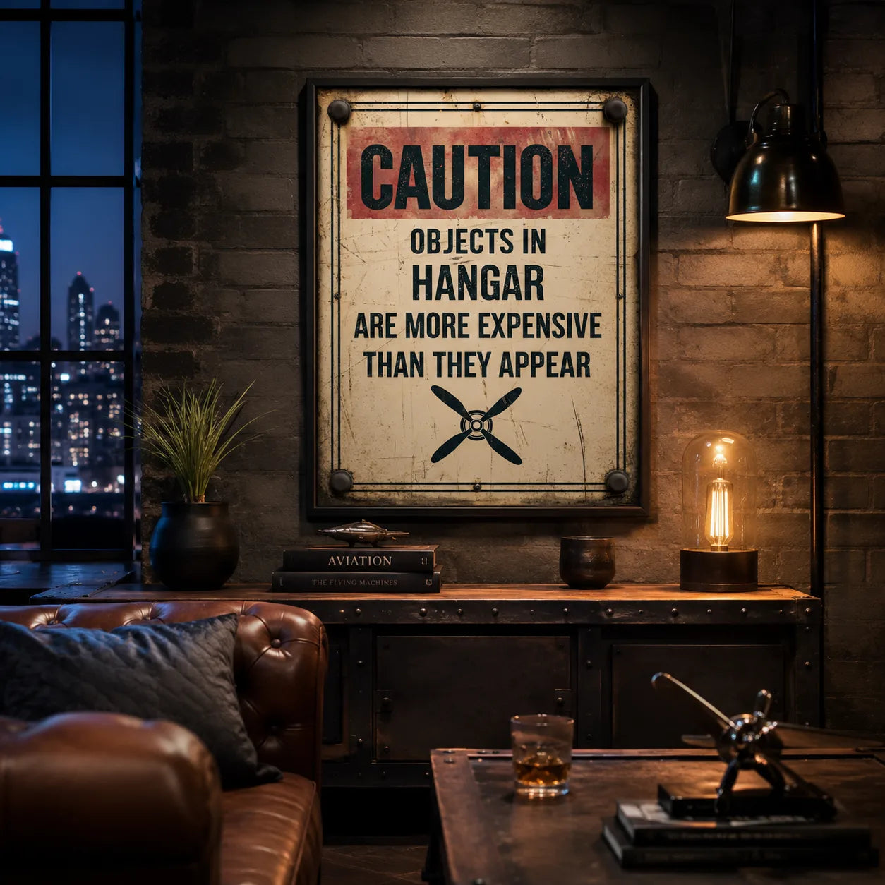 Hangar Caution Sign Wall Art Decor - Wall Art Decor - lifestyle