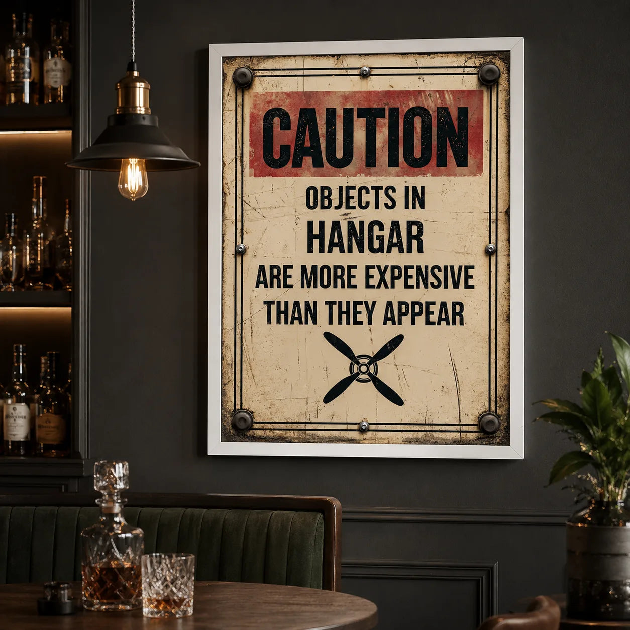 Hangar Caution Sign Wall Art Decor - Wall Art Decor - styled