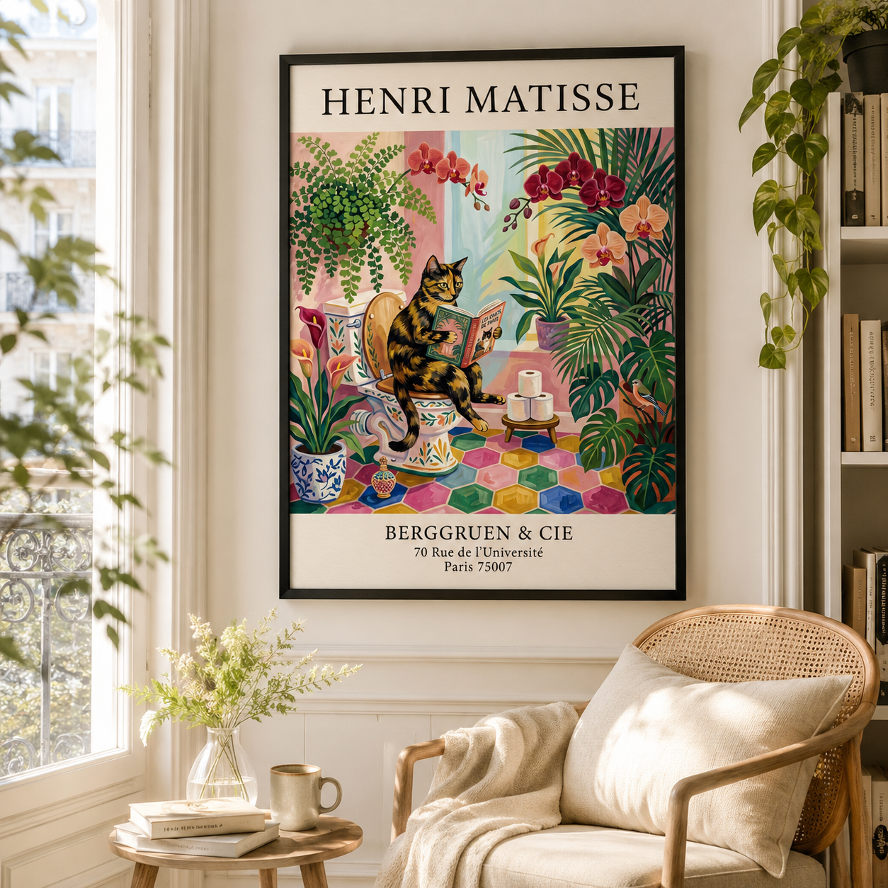 Henri Matisse Style Cat in Bathroom Exhibition Wall Art Decor – preview 4