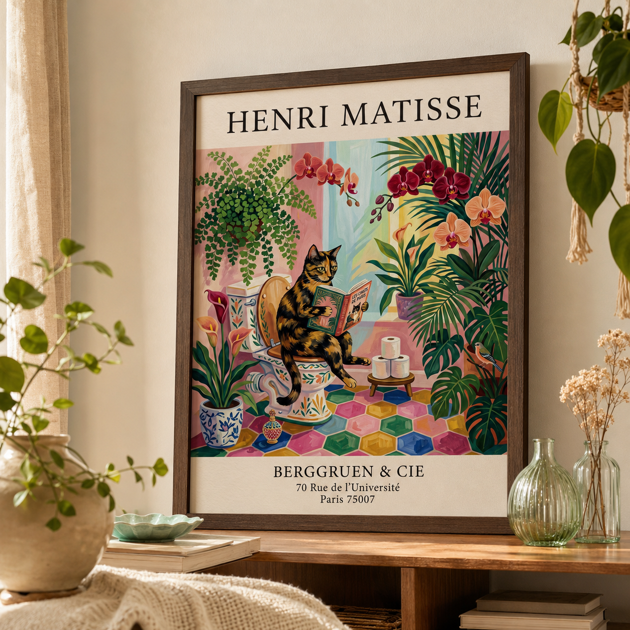 Henri Matisse Style Cat in Bathroom Exhibition Wall Art Decor – preview 5