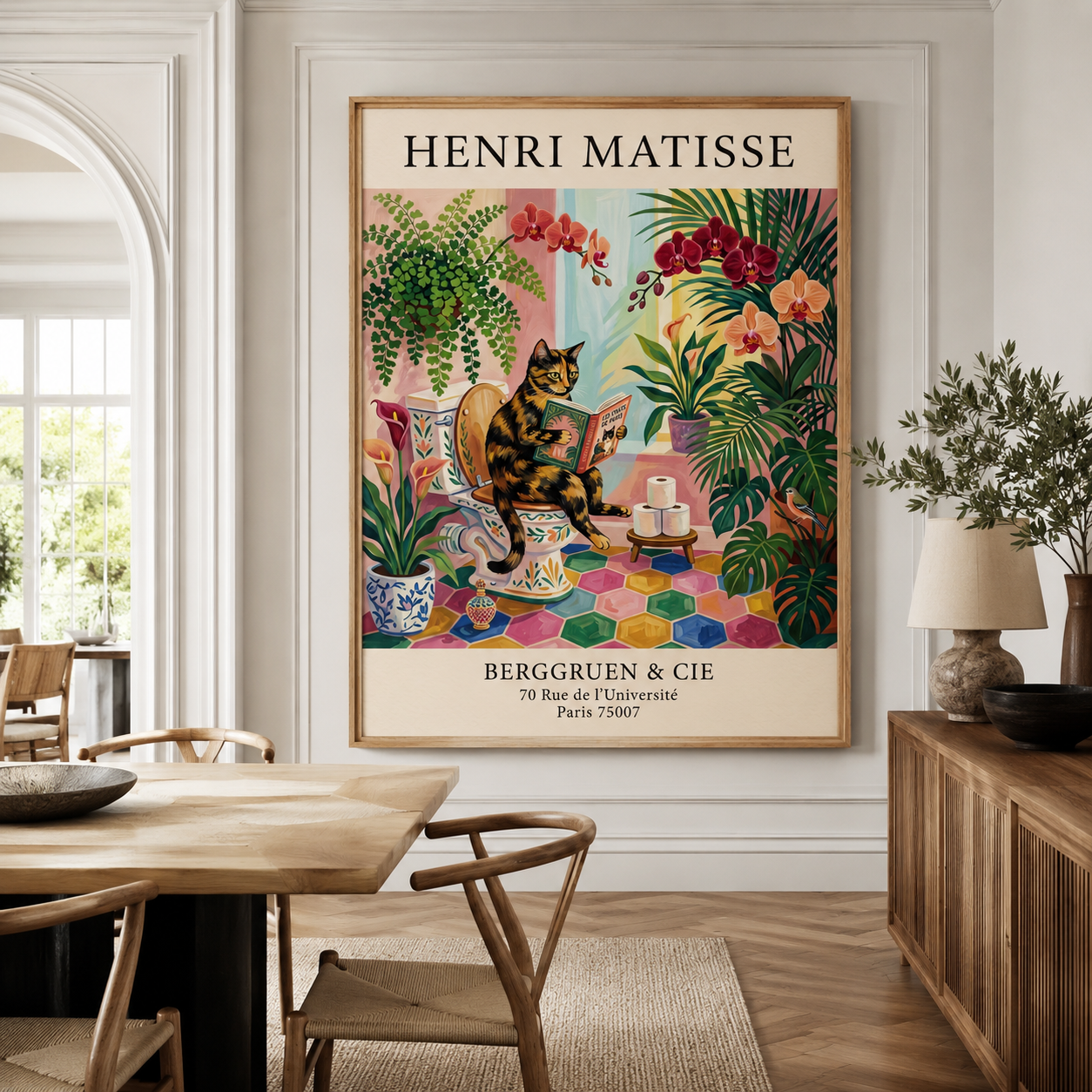 Henri Matisse Style Cat in Bathroom Exhibition Wall Art Decor – preview 6