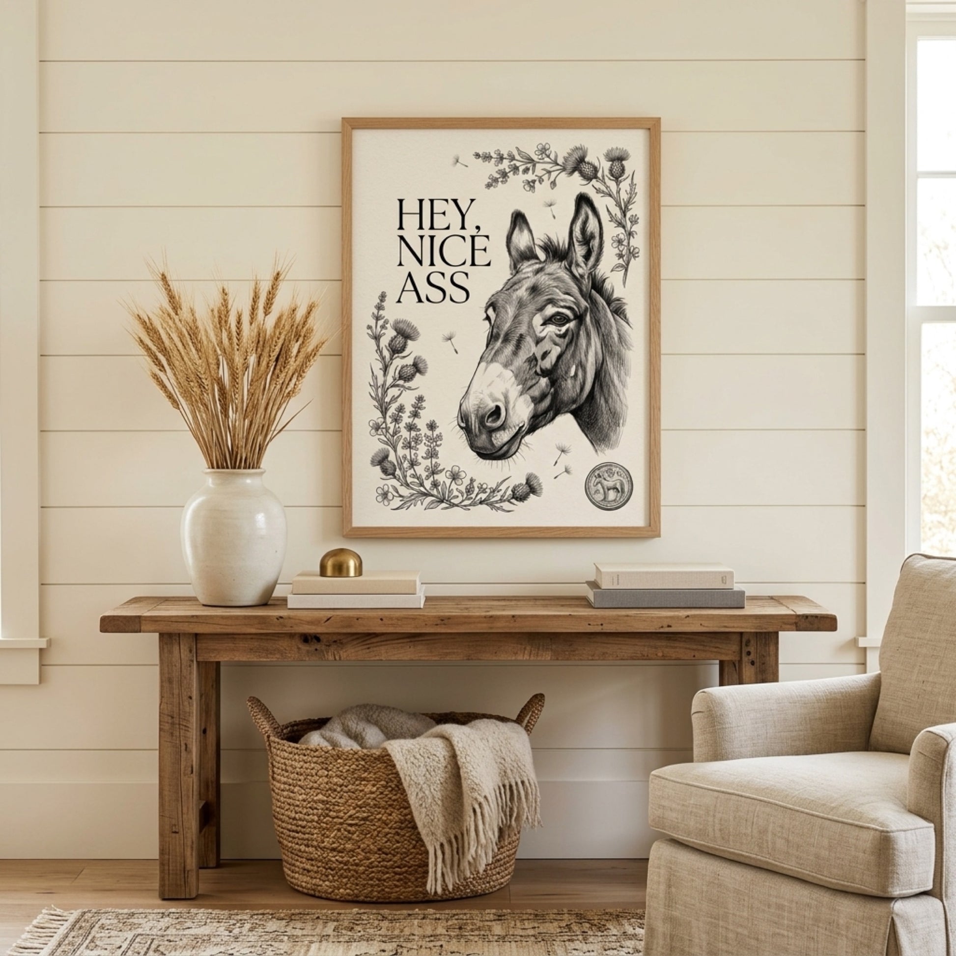 Hey Nice Ass Donkey Wall Art Decor preview 3