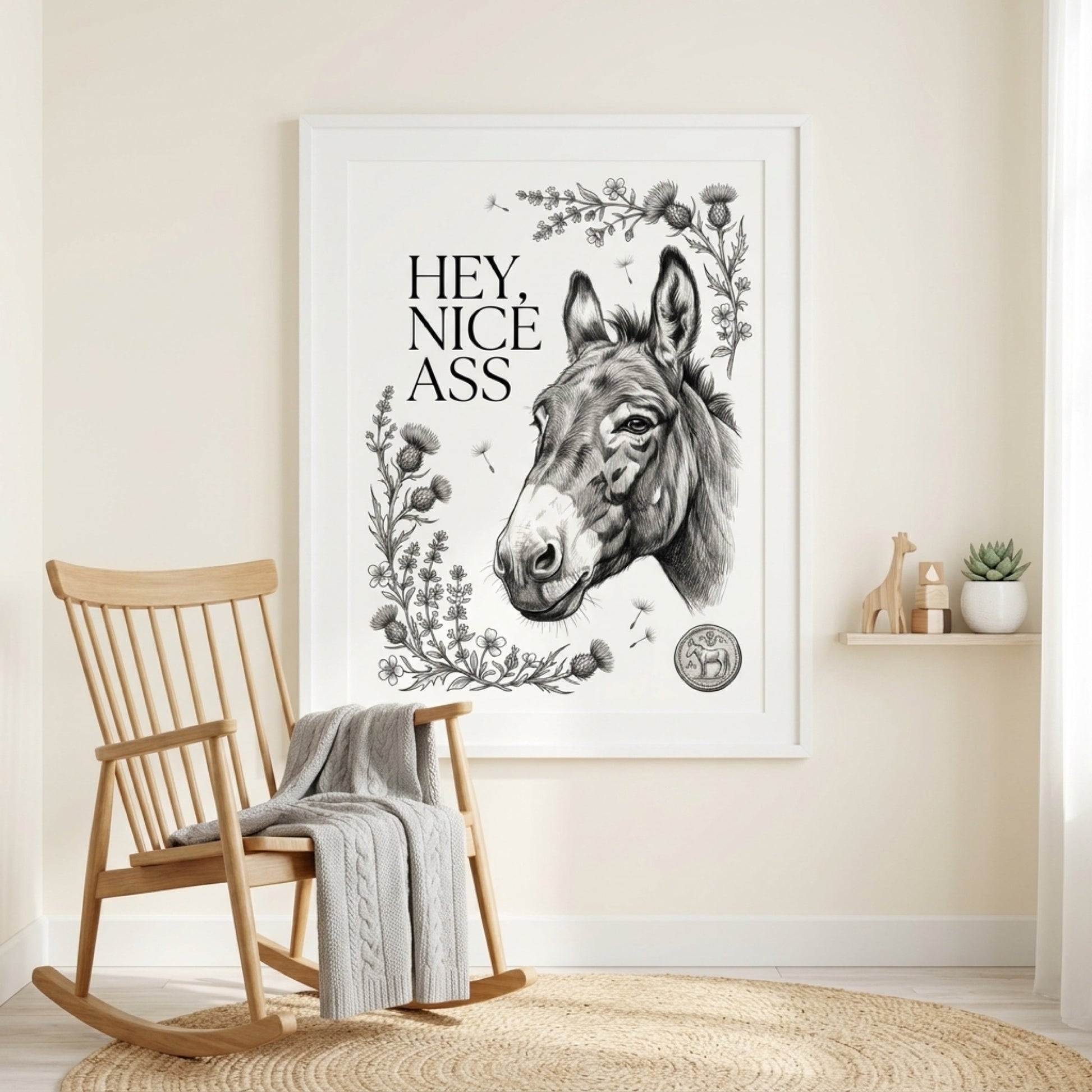 Hey Nice Ass Donkey Wall Art Decor preview 6