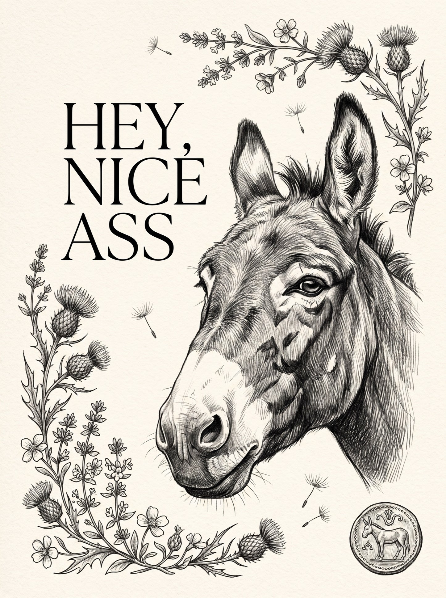 Hey Nice Ass Donkey Wall Art Decor