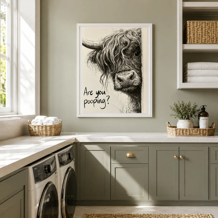 Highland Cow Are You Pooping Wall Art Decor