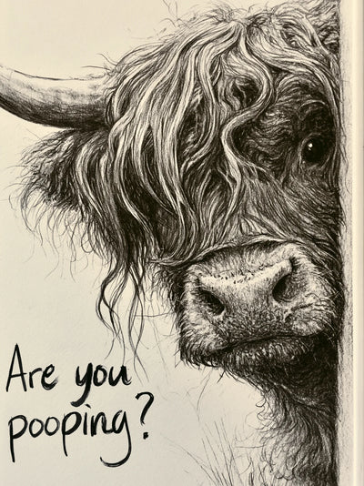 Highland Cow Are You Pooping Wall Art Decor