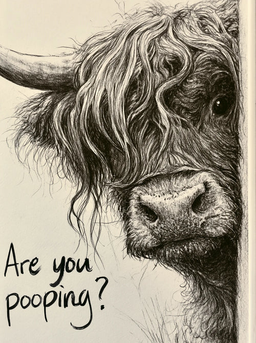 Highland Cow Are You Pooping Wall Art Decor