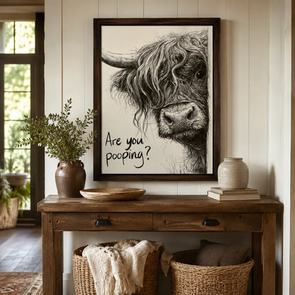 Highland Cow Are You Pooping Wall Art Decor - Wall Art Decor - in use